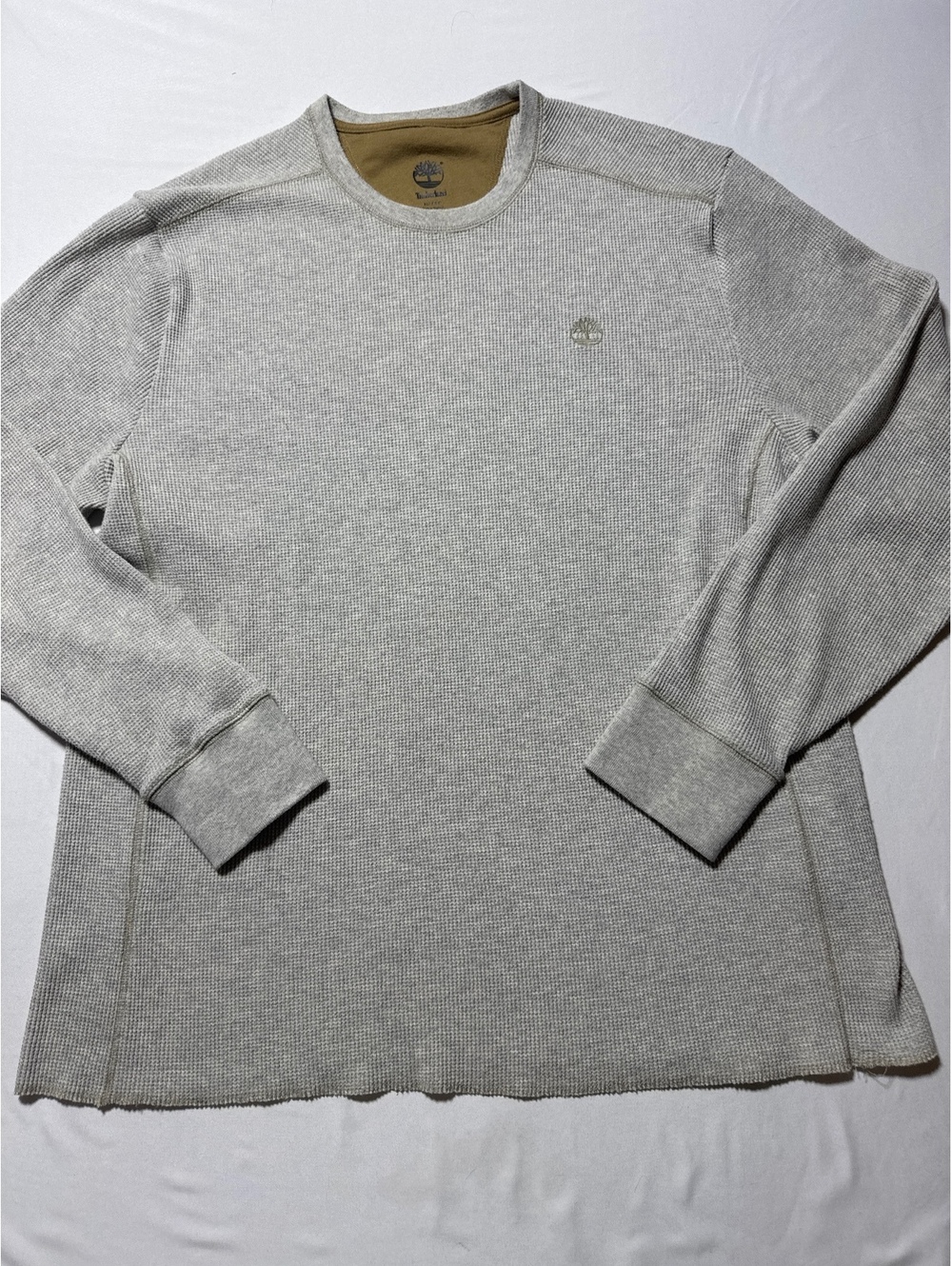 Timberland XL Gray Thermal Waffle Knit Long Sleeve Shirt - W